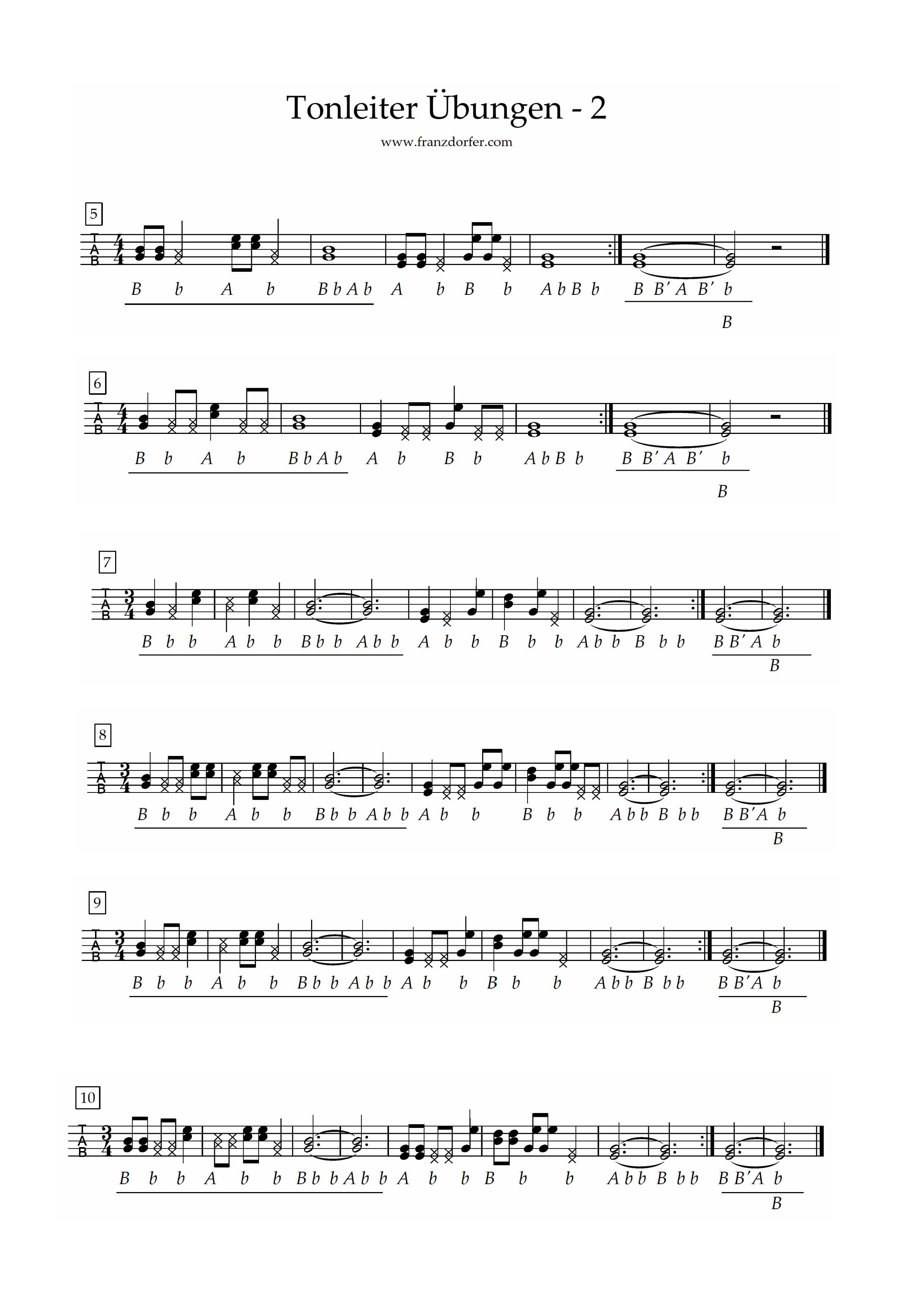 griffschrift, tonleiter übung 2 steirische lernen- tonleiter übungen 2